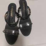 Allegra K  black lucite sandals size 10 wedge 2.5 inches Photo 2