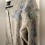 The Limited  Gray Cardigan with Blue and Purple Embroidery Lambswool NWOT Photo 3