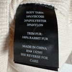 Love Token  Ivory Ribbed Knit Rabbit Fur Trim Off The Shoulder Sweater Size M Photo 4