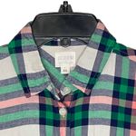 J.Crew J. Crew Flannel Shirt Size XS Boy Fit Green Pink White Plaid 100% Cotton Womens Photo 1
