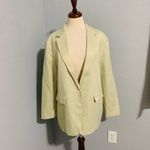 ZARA New Sea Green Satin Effect Party Lapel Collar Long Sleeves Blazer Size L Photo 8