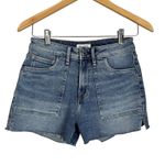 Good American  High Rise Cutoff Denim Mom Jeans Festival Shorts Size 2 Photo 1