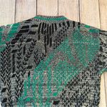 Vintage 80s McGregor V Neck Sweater Geometric Abstract Knit Size Large Green Photo 12
