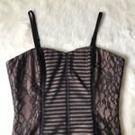 BCBGMAXAZRIA Strapless Bodycon Cocktail Dress Mini Corset Striped Black Size 6 Photo 3