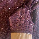 Alice + Olivia Silk Sequin Long Sleeve Blouse Plum Purple Size XS Photo 10