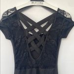 Charlotte Russe Black Mini Bodycon Dress LBD Lace Criss Cross Back Y2K Throwback Photo 9