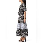 Love, Whit by Whitney Port Black Floral Puff Sleeve Maxi Dress Size M Photo 2