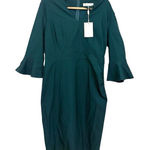 MUXXN Forest Green Sheath Dress Bell Sleeve Office Workwear NWT XXL Photo 0