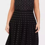 Torrid  Sleeveless Sweater Knit Dress Midi Length-Black White Shimmer Polkadot L‎ Photo 0