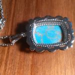 Mojave Blue Turquoise Stainless Steel Pendant Necklace Photo 3