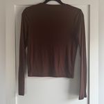 ZARA Brown Ribbed Long Sleeve Cutout Top Sz Large Minimalist Neutral Fall Layer Photo 1