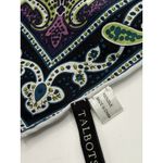 Talbots Silk Scarf Bold Paisley Yellow Blue Black Satin Square 31" Hand Rolled Photo 4