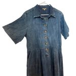 Lilla P blue Denim collared midi dress button front short sleeves small Photo 2