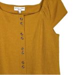 Madewell  cotton nubby Texture & Thread yellow button cap sleeve dress size M Photo 3