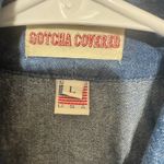 VTG Gotcha Covered Denim Vest sz L Western handmade Bird Embroidery on Back USA Blue Size L Photo 5