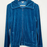 Talbots  Women's Luxe Velour Blue Long Sleeve Zip-Front Jacket Size Small Photo 0