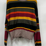 THML Anthropology Striped bright Multicolor Sweater frayed hemline size M Photo 0