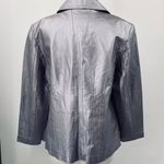Vintage Y2k Metallic Leather Blazer Jacket Collared Silver Purple Lilac 1X 16W Photo 6