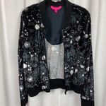 Betsey Johnson Black Velour Celestial Print Jacket Sz.S Photo 5