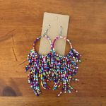 Boho Chic Colorful Fashion Statement Beaded French Wire Closure Dangle Earrings Pink Photo 1