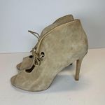 Badgley Mischka  Women's Size 8 Beige Peep Toe Stiletto Heel Bootie EUC Photo 2