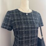 Calvin Klein  Black Off Checkered Sparkly Short Sleeve Dinner Dress Photo 3