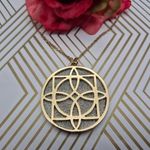 Versona  Gold Tone Long Link Chain Round Two Tone Pendant Necklace 34" Photo 0