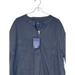 Gap  Women's Top 1/4 Front Button Long Sleeve Banded Collar Blouse Blue XL NWT‎ Photo 3
