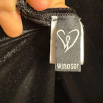 Windsor Black Velvet Formal Macy Dress Maxi, V-Neck, Front Slit Small O30 Photo 3