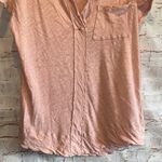 We The Free Free People  Shirt Womens Large Pink Short Sleeve Knit Polo V Neck Photo 3