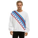 Aviator Nation  Cross Stripe Stars Relaxed Crewneck Sweatshirt NWT small USA Photo 2
