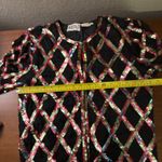 Vintage Sweelo Sequin Jacket Multicolor Diamond Pattern Party Top S Black Photo 3