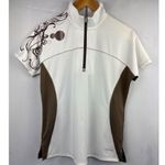 Cutter and Buck Annika Womens Half-Zip Short Sleeve Polo Shirt M White & Brown Photo 1