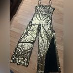 Glam Metallic strappy Gold women 1X Jumpsuit Photo 2