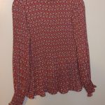Max Studio  Size Medium M Red Floral Flower Flowy Boho Top Blouse Frilly Chic Photo 4