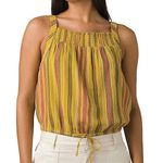 prAna New Smocked Tie Hem Tank Top Little Palm Cami Leapfrog Stripe Size Large Photo 0