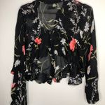 Flynn Skye NWOT  black floral crop sheer blouse xs Photo 1