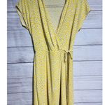 Mango FLORAL YELLOW Short Sleeve Dress, Front Tie, Size 6 Photo 2