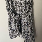 Gap  Flowy Floral Mini Dress with Waist Tie Blue & Black Photo 3