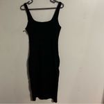 Socialite  Dress Midi Black Slit Sleeveless Tank Cocktail Formal Neutral Photo 5