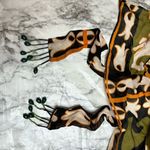 ZARA  V Neck Green Brown Pattern Beaded Tassel Long Sleeve Blouse Small NWT Photo 9