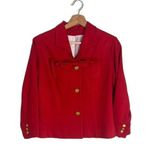 CAbi Blazer Womens 10 Beau Bow Gold Button Love Carol Career Classic Red Photo 0