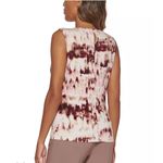 Calvin Klein Petite Printed Pleat-Neck Top in Sand Multi - Wear to Work, Size PL Photo 1