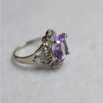 Source Unknown Cottagecore Fairy Princess Faux Amethyst Lavender Stone Silver Tone Size 6 Ring Photo 1