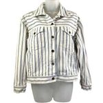 DKNY Vintage Railroad Stripe Denim Jacket Walbash White Blue Photo 0