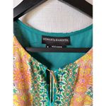 HEMANT AND NANDITA Ruffle Shift Dress in Blue Vintage Tile Green Size M Photo 2