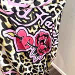 Ed Hardy  Leopard Print Scarf with Pink Rose Design Photo 4