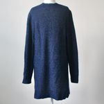 Time and Tru Blueberry Blue Speckled Midi Open Cardigan Sweater Pockets Small Photo 3