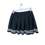 Hot Topic Black Pleated Skirt White Stripe Bottom Mini Skater Women's Medium Photo 4