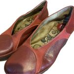 Fly London  "YONI" TWO TONE BURGUNDY LEATHER SLIP ON WEDGE SHOES (38) Photo 9